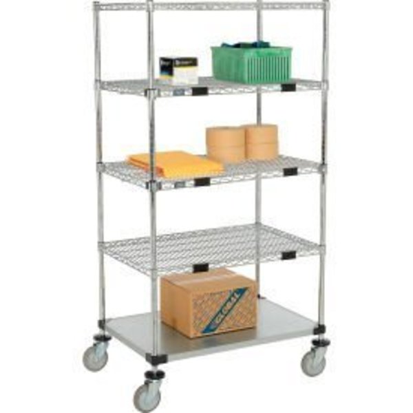 Global Equipment Nexel    Open Sided Wire Stock Picker Truck 5 Wire 1 Galvanized Shelf 800 Lb Cap 558806A